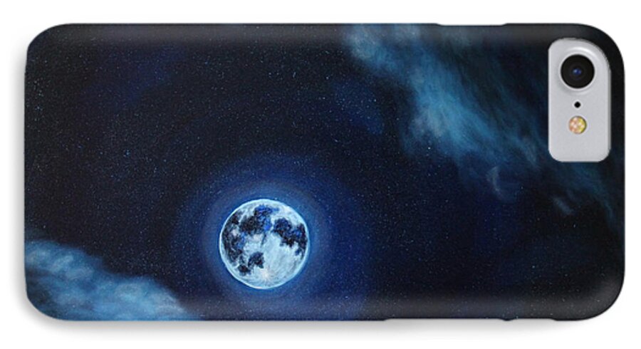 Oil iPhone 7 Case featuring the painting Blue Moon by Felix Concepcion