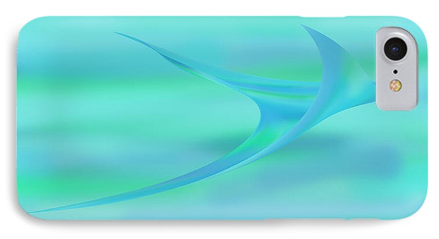 Abstract iPhone 7 Case featuring the digital art Blue Ray by Stephanie Grant