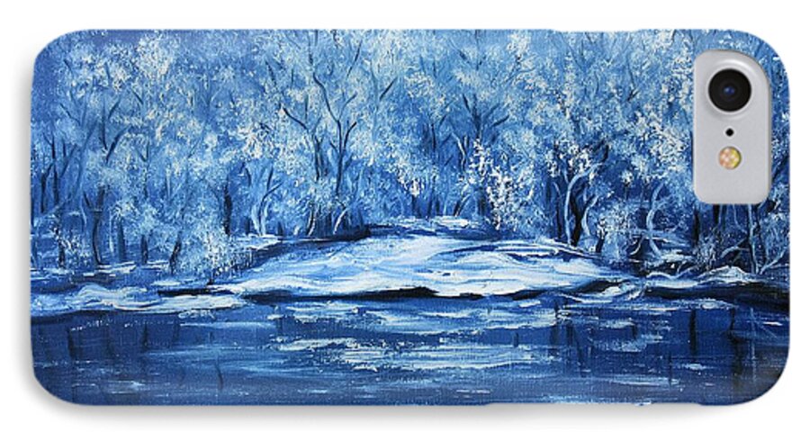 Blue Silence iPhone 7 Case featuring the painting Blue Silence by Vesna Martinjak
