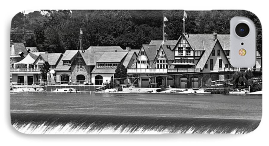 Boathouse iPhone 7 Case featuring the photograph Boathouse Row - BW by Lou Ford