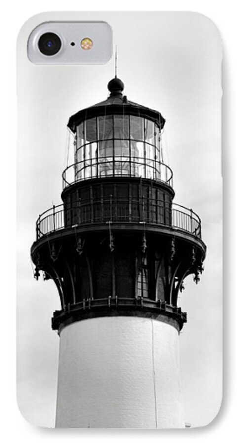 Lighthouse iPhone 7 Case featuring the photograph Bodie Lighthouse Lens in Black and White by Bob Sample