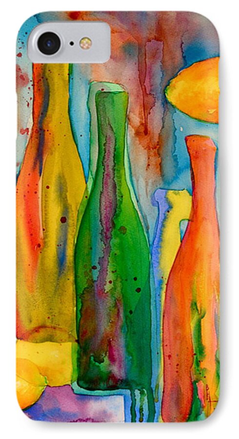 Bottle iPhone 7 Case featuring the painting Bottles And Lemons by Beverley Harper Tinsley