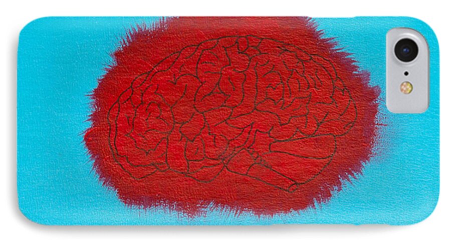  iPhone 7 Case featuring the painting Brain red by Stefanie Forck