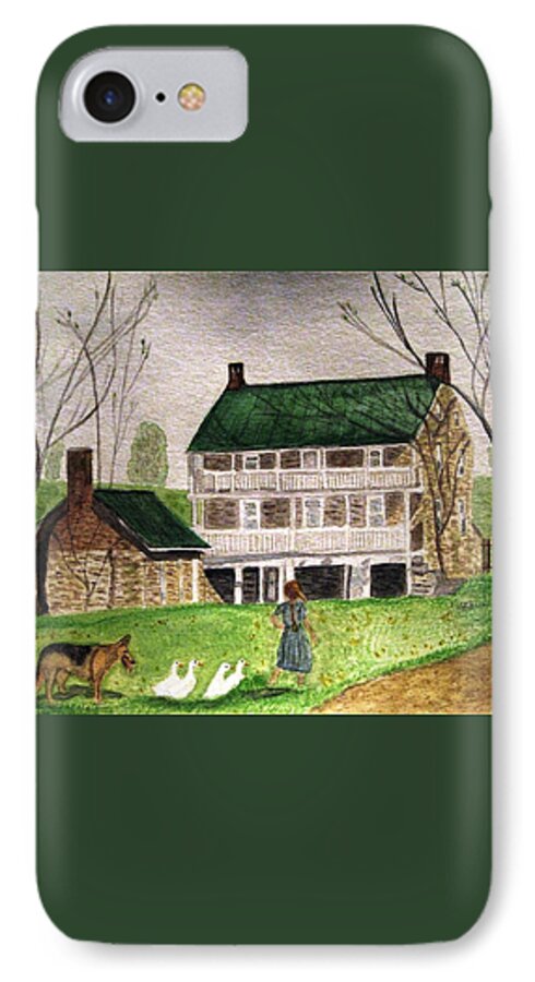 Farms iPhone 7 Case featuring the painting Bringing Home The Ducks by Angela Davies