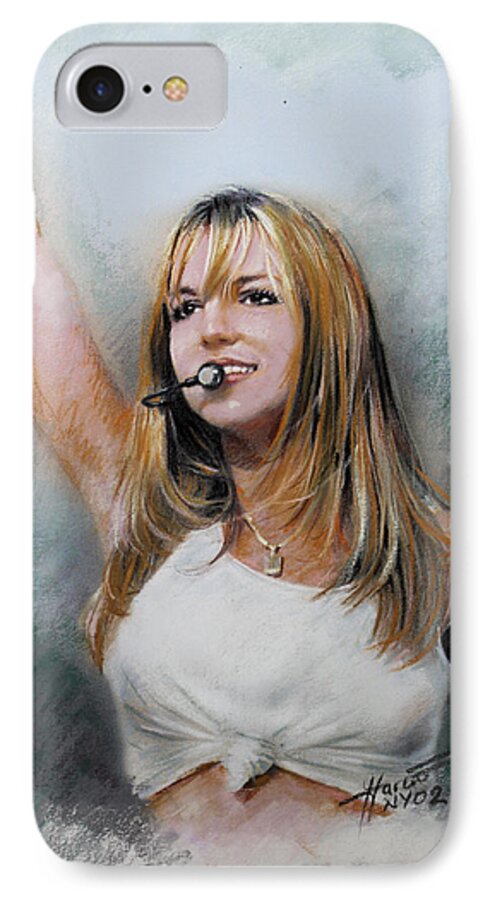  Recording Artist iPhone 7 Case featuring the drawing Britney Spears by Viola El