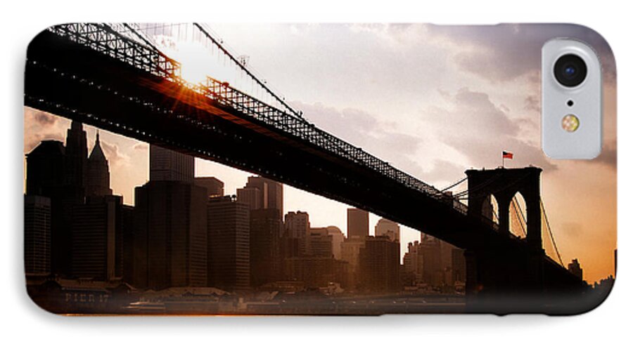 New York City iPhone 7 Case featuring the photograph Brooklyn Bridge and Skyline Manhattan New York City by Sabine Jacobs