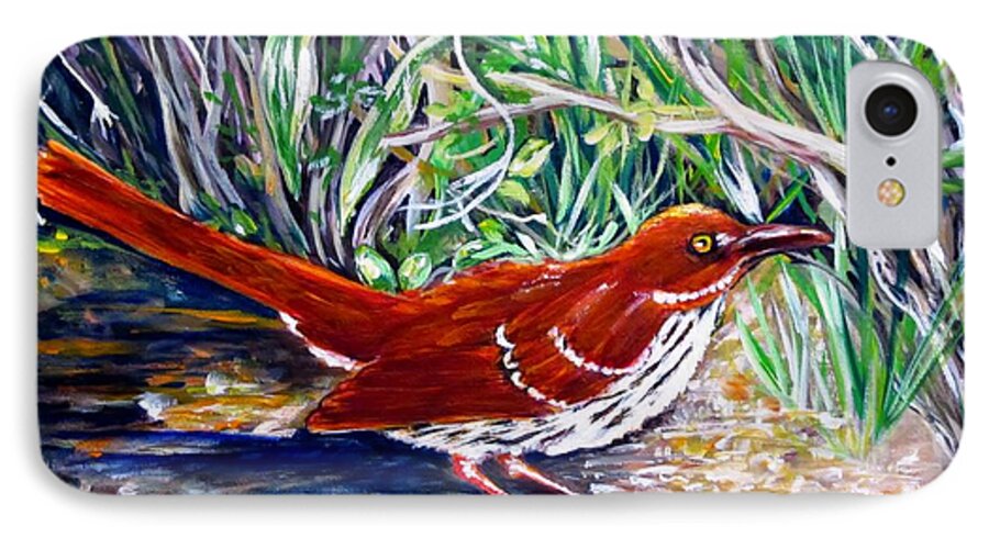 Brown Thrasher iPhone 7 Case featuring the painting Brown Thrasher in Sunlight by Carol Allen Anfinsen