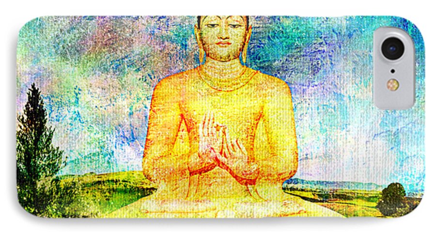 Peace iPhone 7 Case featuring the painting Buddha by Ally White