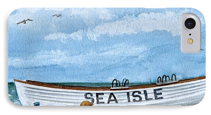 Sea Isle City Lifeguard Boat iPhone 7 Case featuring the painting Buddies in Sea Isle City 2 by Nancy Patterson