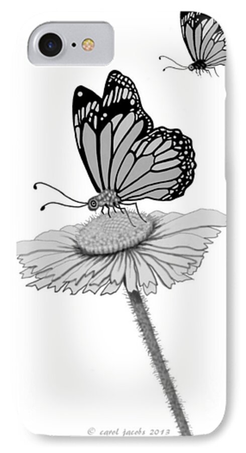 Butterfly iPhone 7 Case featuring the digital art Butterfly Friends by Carol Jacobs