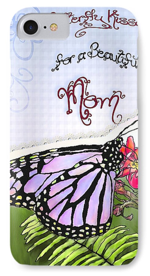 Mothers Day Cards iPhone 7 Case featuring the painting Butterfly Kisses by Susan Kinney