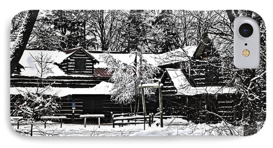 Log Cabin iPhone 7 Case featuring the photograph Cabin in the woods by Deborah Klubertanz