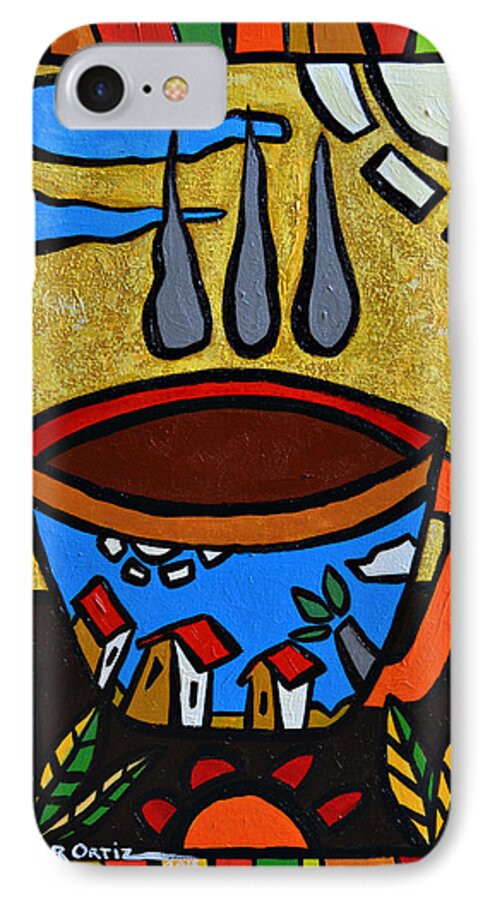 Red iPhone 7 Case featuring the painting Cafe Criollo by Oscar Ortiz