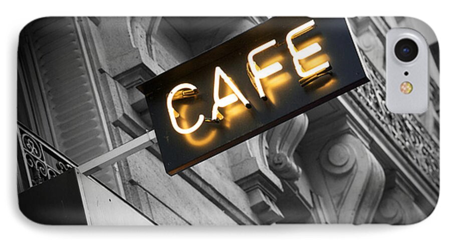 Cafe iPhone 7 Case featuring the photograph Cafe sign by Chevy Fleet