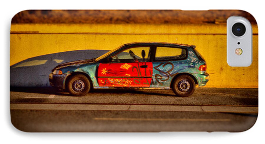 Blue iPhone 7 Case featuring the photograph California Honda Painted By Owner by Jeremy Herman