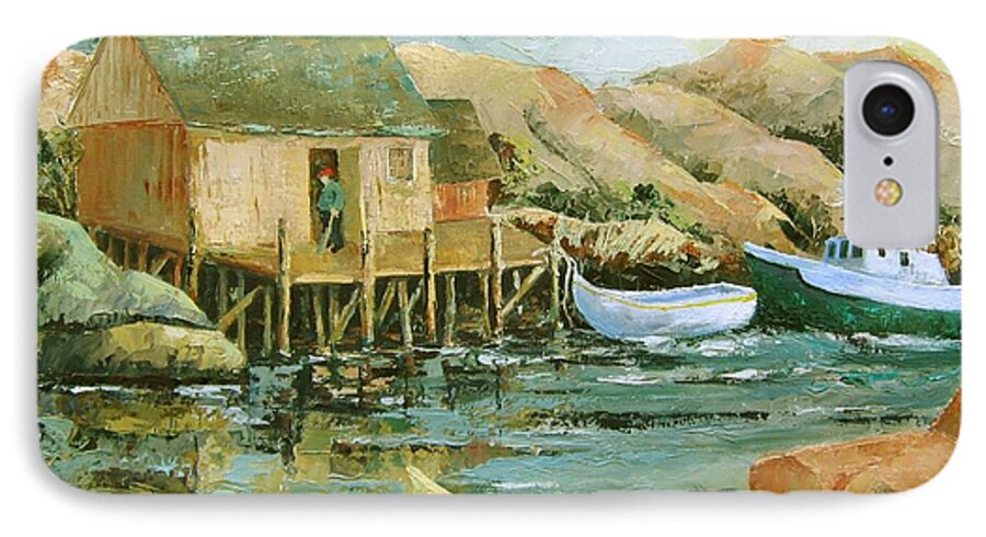 Fishing Hut iPhone 7 Case featuring the painting Calm Day by Marta Styk