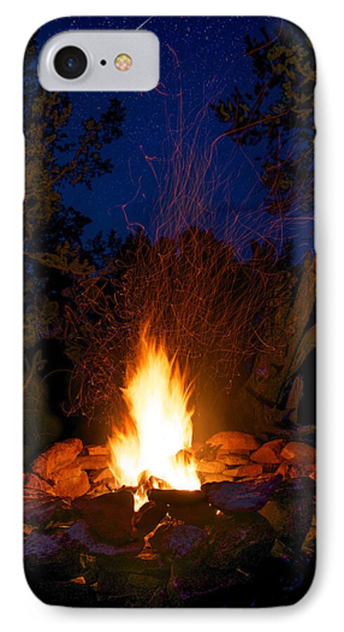 Campfire iPhone 7 Case featuring the photograph Campfire Under the Stars by Aaron Spong
