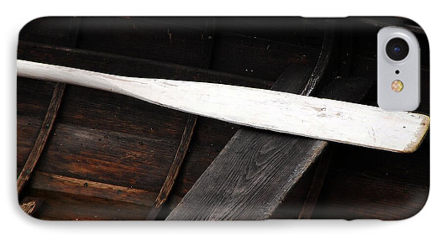 Canoe iPhone 7 Case featuring the photograph Canoe and Oar by Mary Carol Story