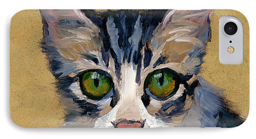 Cat Eyes iPhone 7 Case featuring the painting Cat Eyes by Alice Leggett