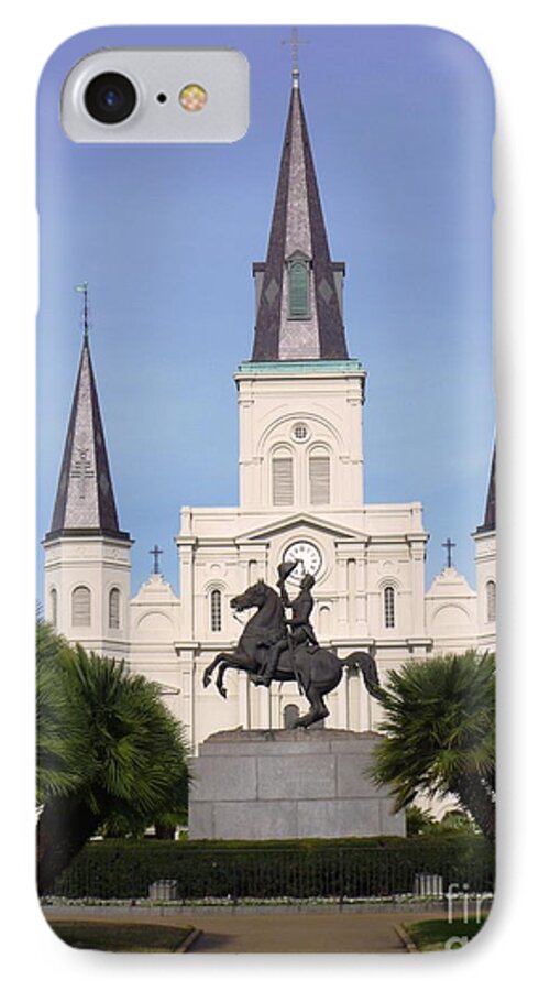 Photograph iPhone 7 Case featuring the photograph Cathedral in Jackson Square by Alys Caviness-Gober