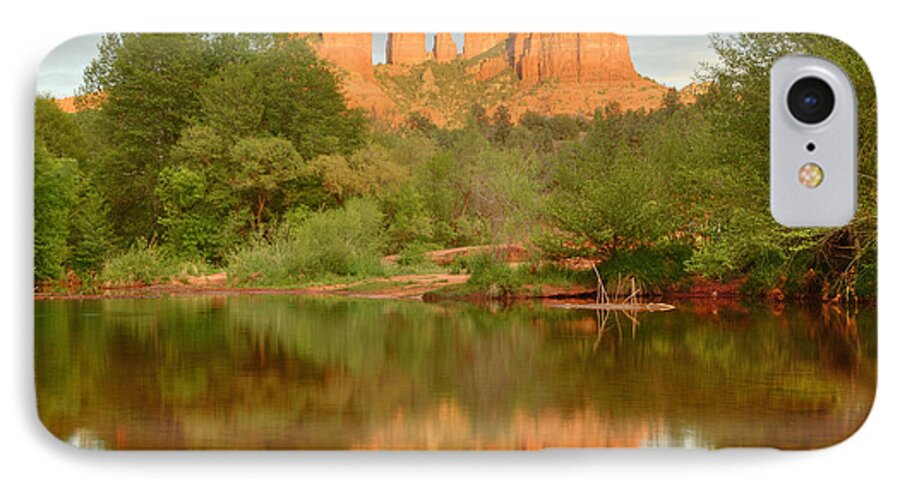 Sedona iPhone 7 Case featuring the photograph Cathedral Rocks Reflection by Alan Vance Ley