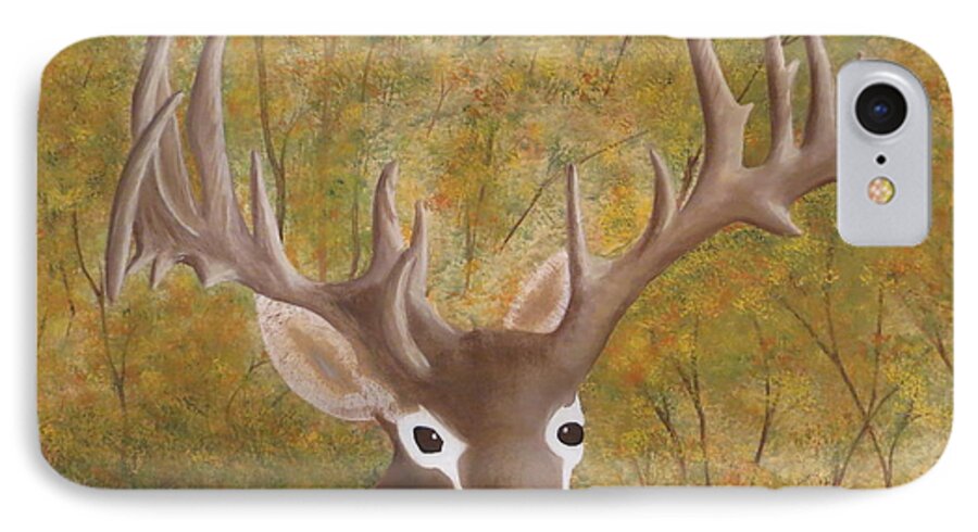 Deer iPhone 7 Case featuring the painting Caught in the Headlights by Tim Townsend
