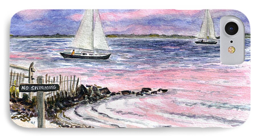 Cedar Beach iPhone 7 Case featuring the painting Cedar Beach Pinks by Clara Sue Beym