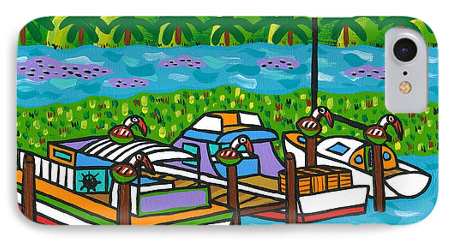 Cedar Key iPhone 7 Case featuring the painting Cedar Key Bayou by Mike Segal