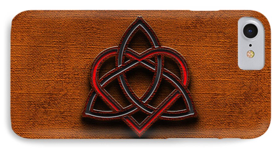 Valentine iPhone 7 Case featuring the digital art Celtic Knotwork Valentine Heart Canvas Texture 1 Horizontal by Brian Carson