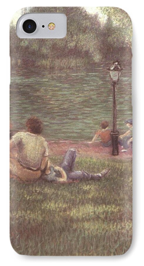 Pastel iPhone 7 Case featuring the painting Central Park NYC by Walter Casaravilla