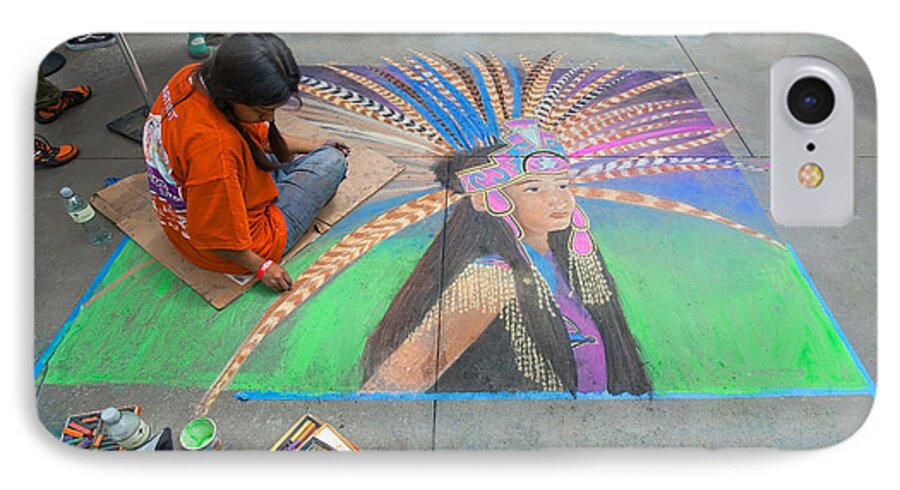 Chalk Art Festival iPhone 7 Case featuring the photograph Pasadena Chalk Art - Street Photography by Ram Vasudev