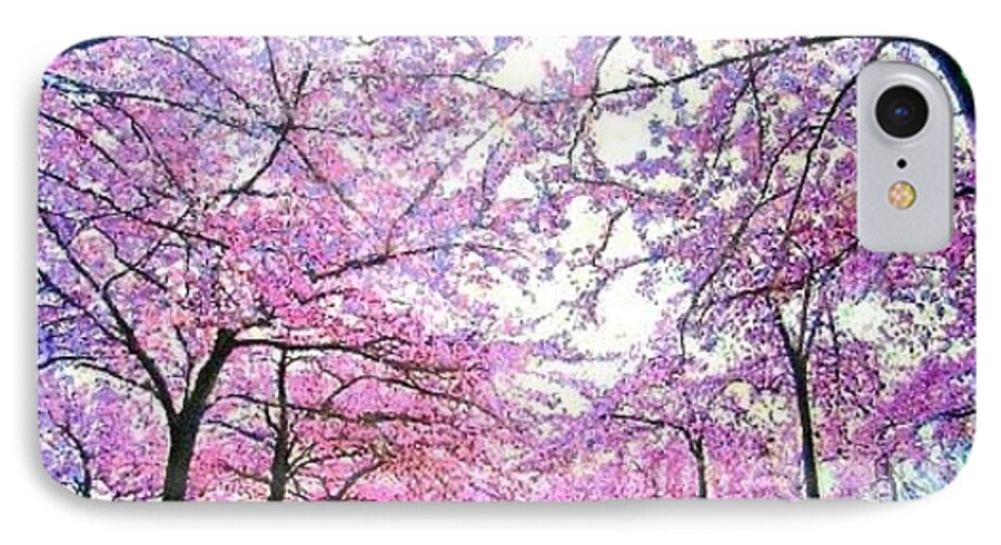 Blossoms iPhone 7 Case featuring the painting Cherry trees in Washington DC by Marie-Line Vasseur