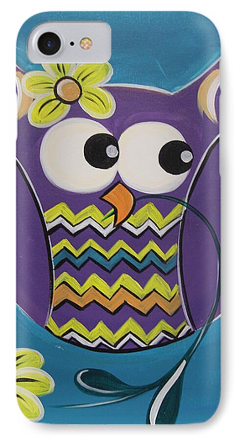Chevron iPhone 7 Case featuring the painting Chevron Owl by Uptown Art