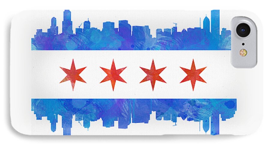 Chicago iPhone 7 Case featuring the painting Chicago Flag Watercolor by Mike Maher