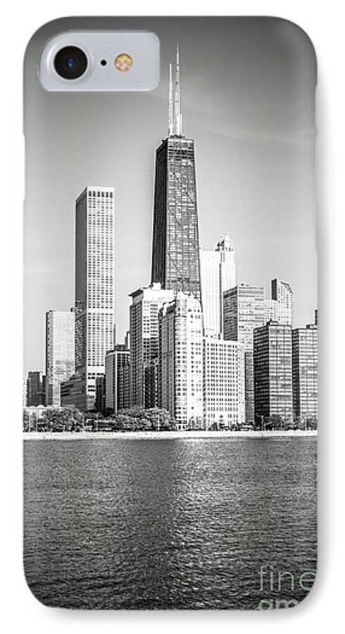 America iPhone 7 Case featuring the photograph Chicago Hancock Building Black and White Picture by Paul Velgos