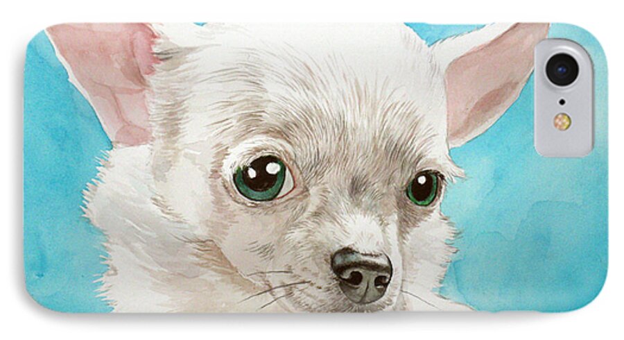 Chihuahua iPhone 7 Case featuring the painting Chihuahua Dog White by Christopher Shellhammer