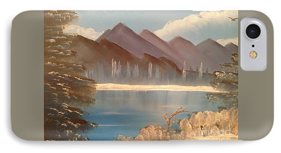 Original iPhone 7 Case featuring the painting Chilly Mountain Lake by Tim Blankenship