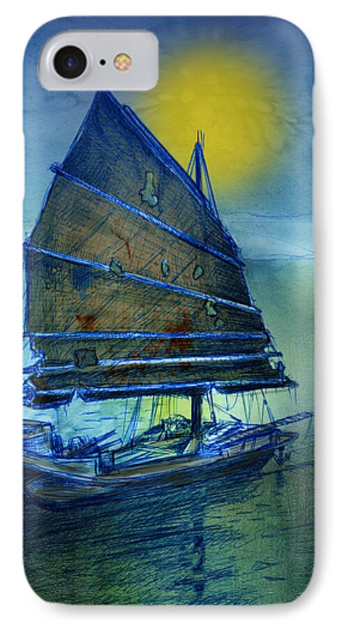 Chinese Junk iPhone 7 Case featuring the digital art Chinese Junk by Stan Kwong