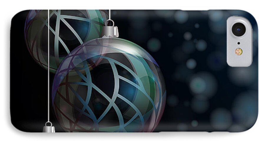 Abstract iPhone 7 Case featuring the photograph Christmas elegant glass baubles by Jane Rix