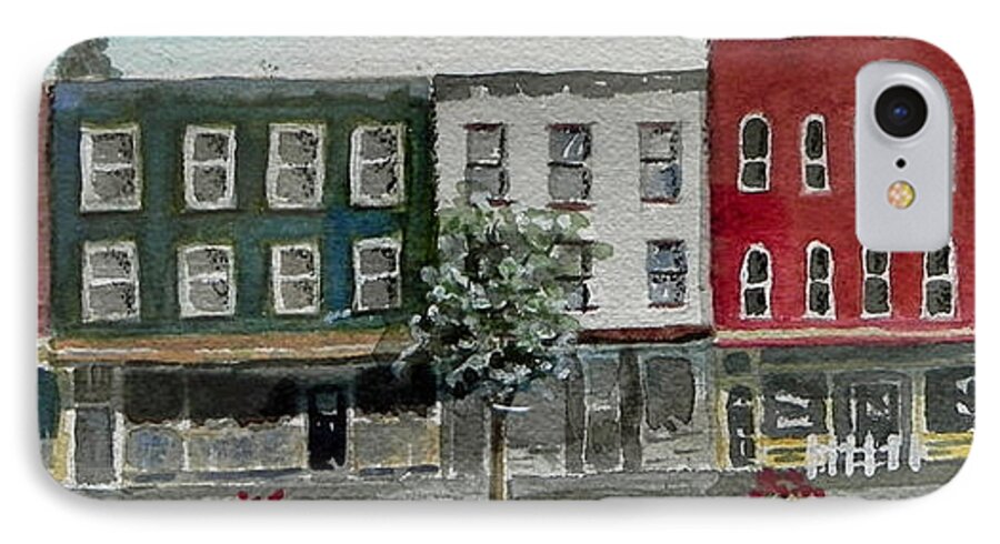 Town iPhone 7 Case featuring the painting Pennsylvania - Church Street in Montrose by Christine Lathrop