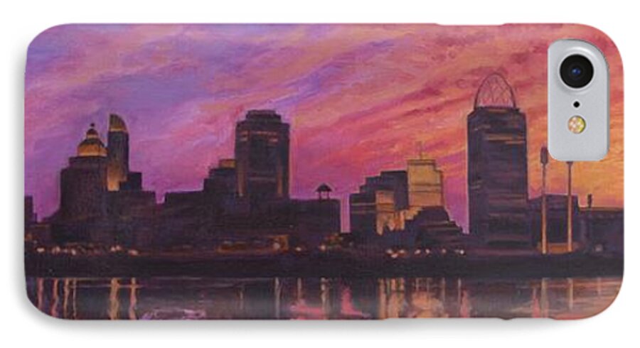 Cincinnati iPhone 7 Case featuring the painting Cincinnati Skyline by Andrew Danielsen