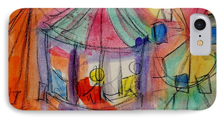 Merry Go Round iPhone 7 Case featuring the drawing Circus by Erika Jean Chamberlin