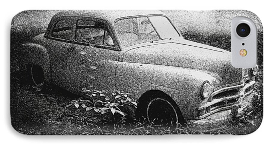 2d iPhone 7 Case featuring the photograph Clasic Car - Pen and Ink effect by Brian Wallace