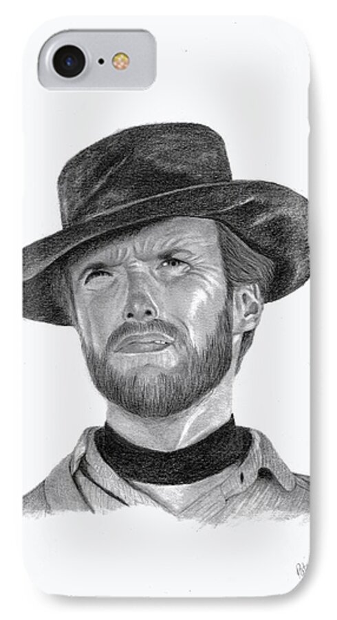 Clint Eastwood iPhone 7 Case featuring the drawing Clint Eastwood by Patricia Hiltz