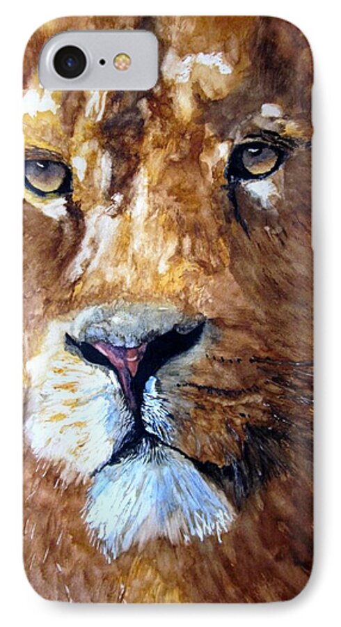 Lioness iPhone 7 Case featuring the painting Close-up by Maris Sherwood