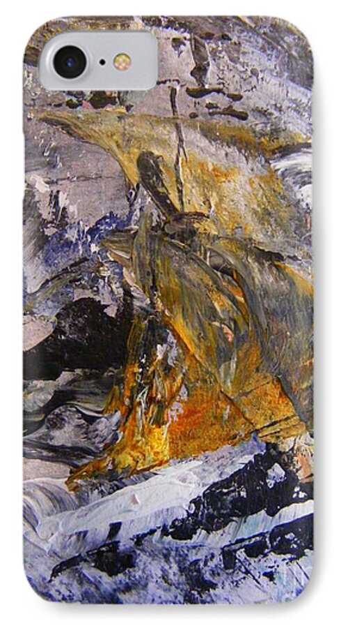 Coal Mining Stream Pollution  Abstract Painting Flooding Landscape iPhone 7 Case featuring the painting Coal 2 by Nancy Kane Chapman