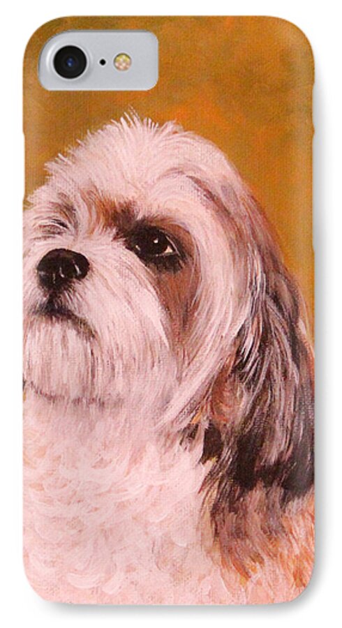 Pets iPhone 7 Case featuring the painting CoCo-puffs by Janet Greer Sammons