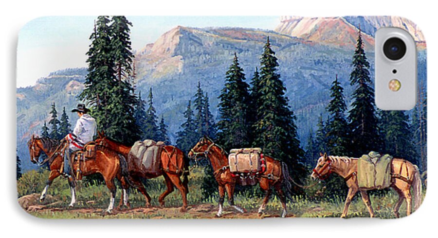 Cowboy iPhone 7 Case featuring the painting Colorado Outfitter by Randy Follis