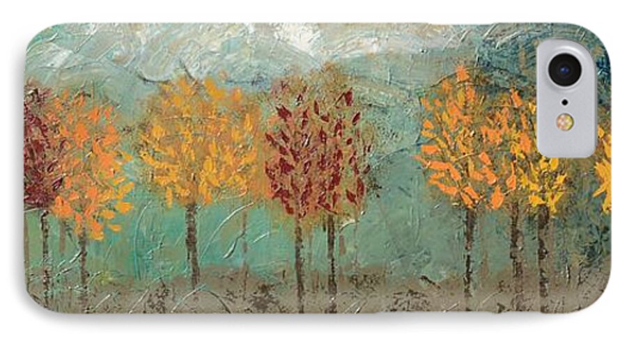 Fall Trees iPhone 7 Case featuring the painting Colorful Trees by Linda Bailey
