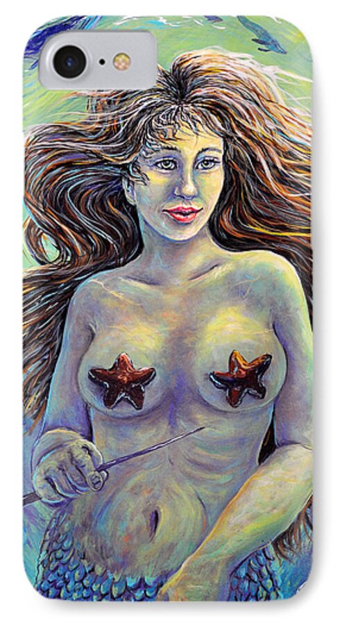 Mermaid iPhone 7 Case featuring the painting Coral Conductor by Gail Butler